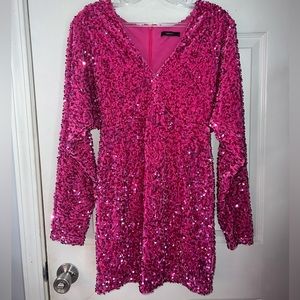 Pink Sequin Mini Dress